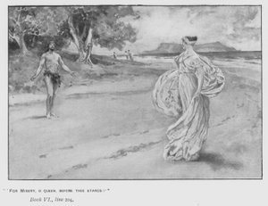 Kuvitus paavin Odysseiaan Homeruksesta (litho) tekijältä Walter Paget