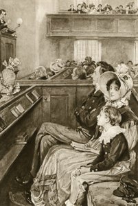 John Ruskin poikana katsomassa saarnaajaa tekijältä Walter Paget