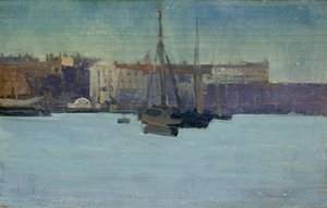 Dieppe Harbour (öljyä aluksella) tekijältä Walter Richard Sickert