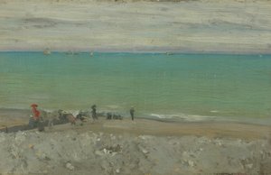 La Plage, Dieppe, n. 1885 (öljy paneelille) tekijältä Walter Richard Sickert