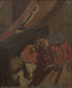 Punakuvioinen pusero, noin 1907 (Öljy kankaalle) tekijältä Walter Richard Sickert