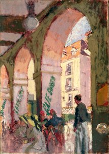 Cafe Suisse tai Cafe des Arcades, Dieppe (öljy kankaalle) tekijältä Walter Richard Sickert