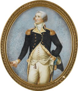Muotokuva George Washingtonista (1732-1799), Robertson, Walter (1750-1801). Akvarelli, guassi sarvessa tekijältä Walter Robertson