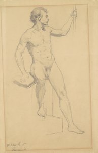 Istuva miesakti, n.1870-77 (grafiitti vellapaperille)