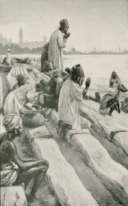 Parseja palvomassa nousevaa aurinkoa Bombayn rannalla tekijältä Walter Stanley Paget