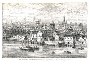 Steel Yard Iron Wharf ja Neighborhood vuonna 1540. Joen rannalla, 1878