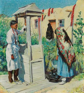 Pueblo Well Scene (öljy kankaalle)