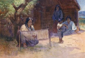 Uusi-Seelanti: Kaitakan kutominen (värilitografia).