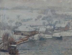 Talvimaisema Attersee-järvellä tekijältä Walther Gamerith
