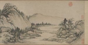Asunto Fuchun-vuorilla Huang Gongwangin jälkeen, Qing-dynastia, 1672 (muste ja väri paperille)