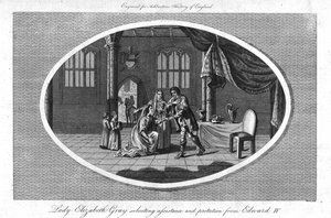 "Lady Elizabeth Gray pyytää apua ja suojaa Edward IV:ltä", 1793 tekijältä Warren