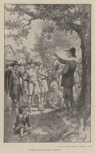 George Foxin merkittävä yleisö (litho) tekijältä Warren B. Davis