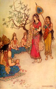 "Damayanti aviomiehen valinta", 1913. tekijältä Warwick Goble