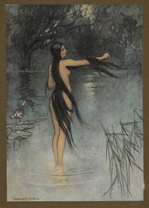 Levy 29: "Kun hän nousi vedestä, mikä muutos hänessä nähtiin!", Folk-Tales of Bengal... 32 värillistä Warwick Goblen kuvitusta (Edition de luxe.). 1914