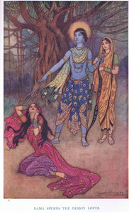Rama hylkää demonien rakastajan (väri litho) tekijältä Warwick Goble