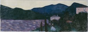 Vuoristoinen maisema järven kera tekijältä Wassily Kandinsky