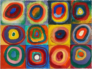 Väritutkimus. Neliöt samankeskisillä ympyröillä, 1913. tekijältä Wassily Kandinsky
