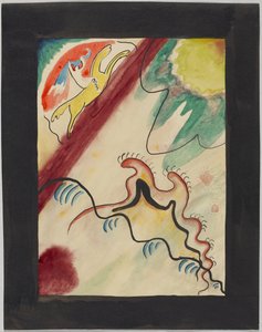 Luonnos almanakan "Der Blaue Reiter" kannelle tekijältä Wassily Kandinsky