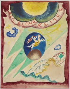 Luonnos almanakan "Der Blaue Reiter" kannelle tekijältä Wassily Kandinsky