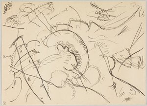 Luonnos "Valkoisella reunuksella" tekijältä Wassily Kandinsky