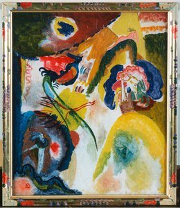 Lasimaalaus, jossa on joutsen tekijältä Wassily Kandinsky
