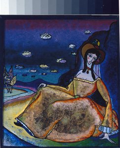 ""Nainen kultaisessa mekossaan"" Vassily Kandinskyn (tai Wassily Kandinski tai Kandinskij) maalaus tekijältä Wassily Kandinsky