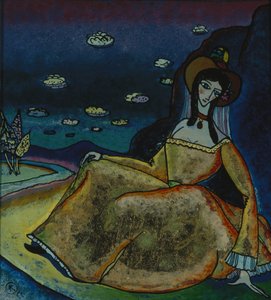 Nainen kultamekossa, 1917 tekijältä Wassily Kandinsky