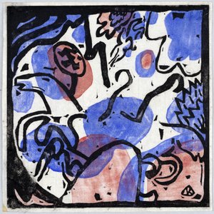 ""Kolme hevosmiestä punaisessa, sinisessä ja mustassa"" Wassily Kandinskyn (tai Wassily Kandinski tai Kandinskij) maalaus tekijältä Wassily Kandinsky