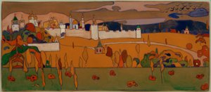 Aidattu kaupunki syksyisessä maisemassa tekijältä Wassily Kandinsky
