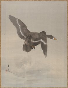 Lentävä hanhi, n. 1887. tekijältä Watanabe Seitei