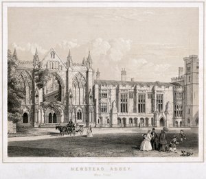 Newstead Abbeyn länsipuoli, Nottinghamshire, 1860 tekijältä Waterlow and Sons