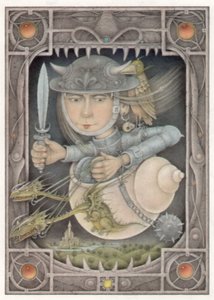 Naispuolinen soturi, 2005 (sekatekniikka kartongille) tekijältä Wayne Anderson