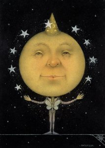 Juggling Full Moon (lyijykynä ja väriliitu paperille) (pari 150067) tekijältä Wayne Anderson