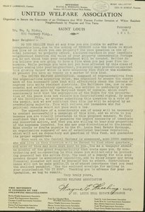 Kirje Wayne E. Wheeling, United Welfare Association, rakkaalle naapurille, 5. helmikuuta 1915 tekijältä Wayne E. Wheeling