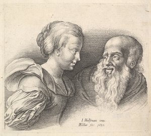 Vanha mies ja tyttö, Hulsmanin mukaan, 1635. tekijältä Wenceslaus Hollar