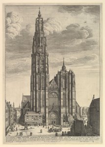 Antwerpenin katedraalin esite Tvrris Ecclesiæ Cathedralis, 1625-77 tekijältä Wenceslaus Hollar