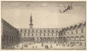 Byrsa of London, joka tunnetaan yleisesti nimellä Royal Exchange, Royal Exchange, Lontoo, noin. 1647 tekijältä Wenceslaus Hollar