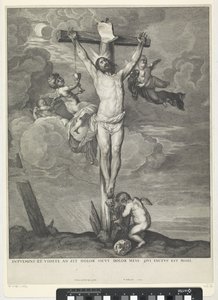 Kristus ristillä enkelien kanssa tekijältä Wenceslaus Hollar