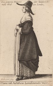 Lontoon kansalaiset tai käsityöläiset, 1643. tekijältä Wenceslaus Hollar