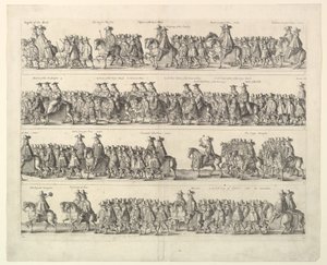 Kaarle II:n kruunauskulkue Lontoon läpi, 1662. tekijältä Wenceslaus Hollar