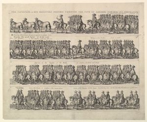 Kaarle II:n kruunauskulkue Lontoon läpi, 1662. tekijältä Wenceslaus Hollar