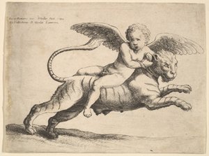 Amor tiikerillä, 1652. tekijältä Wenceslaus Hollar