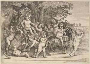 Yksitoista poikaa ja kolme vuohta, 1625-77. tekijältä Wenceslaus Hollar