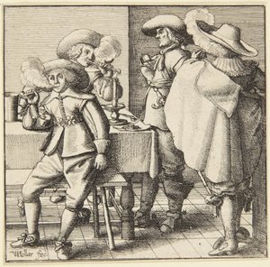 Neljä tupakoivaa miestä tekijältä Wenceslaus Hollar