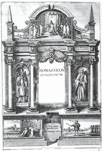 William Dugdalen "Monasticon Anglicanumin" etukappale, n. 1718-23 tekijältä Wenceslaus Hollar