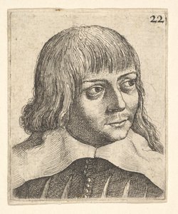Nuoren miehen pää, hieman oikealle käännetty, 1625-77. tekijältä Wenceslaus Hollar