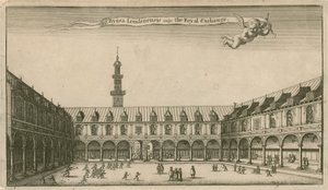Lontoon kuninkaallisen pörssin sisätilat tekijältä Wenceslaus Hollar