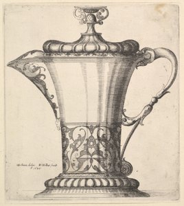 Kannu leveällä juoksuputkella, 1645. tekijältä Wenceslaus Hollar