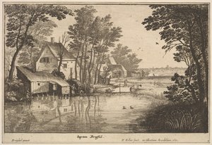 Maisema onkijan kanssa, 1650. tekijältä Wenceslaus Hollar