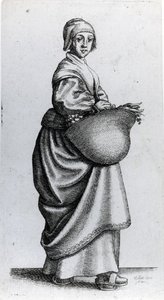 Torilta palaava piika, 1640 tekijältä Wenceslaus Hollar
